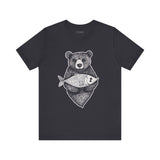 Bear with Fish – Woodland Animal T-Shirt, Nature-Inspired Graphic Tee
