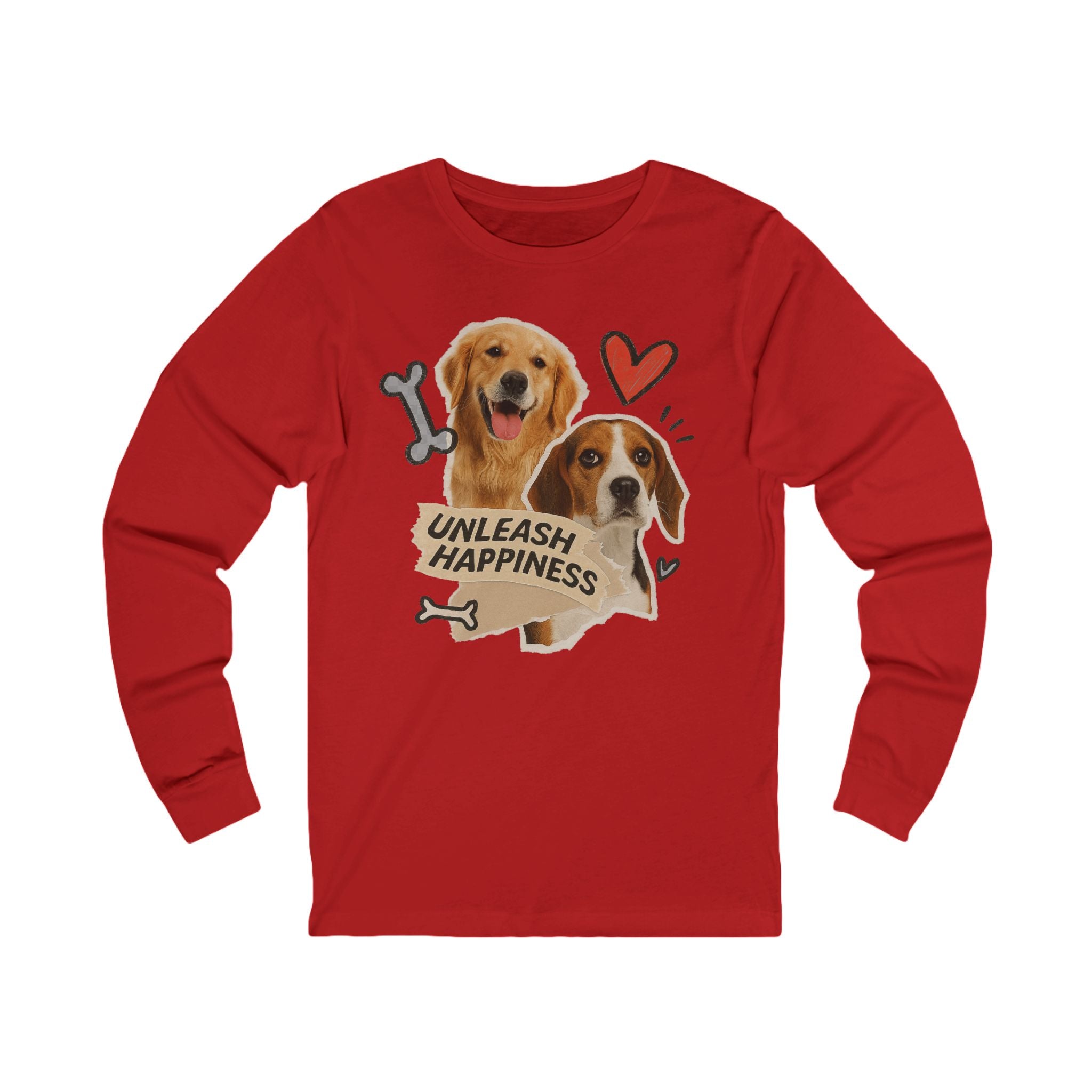 Unleash Happiness Dog Lover Long Sleeve Tee, Pet Owner Shirt, Gift for Dog Mom, Animal Lover Apparel, Cozy Fall Outfit