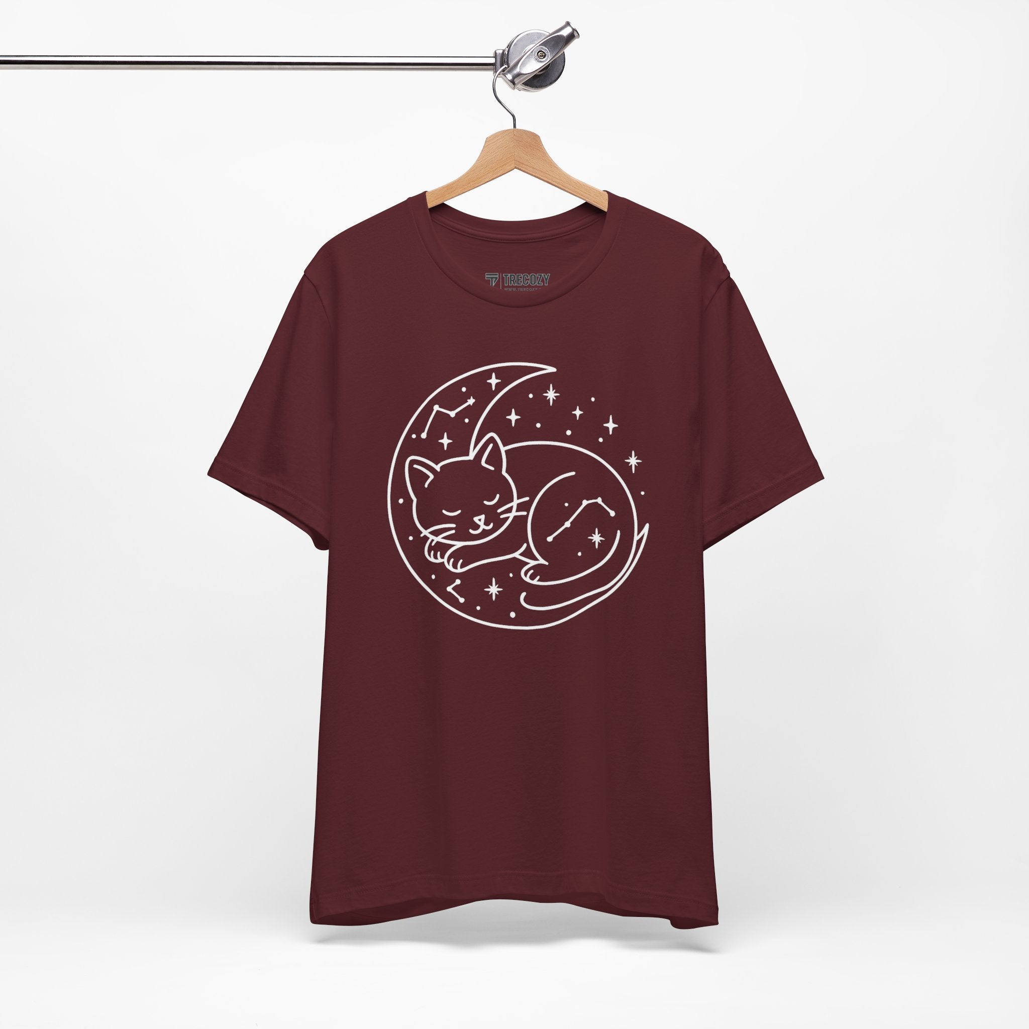 Cozy Cat Moon T-Shirt - Relaxed Tee for Cat Lovers, Perfect Gift for Birthdays, Holidays, or Casual Wear, Soft Cotton Top, Animal Lovers Tee