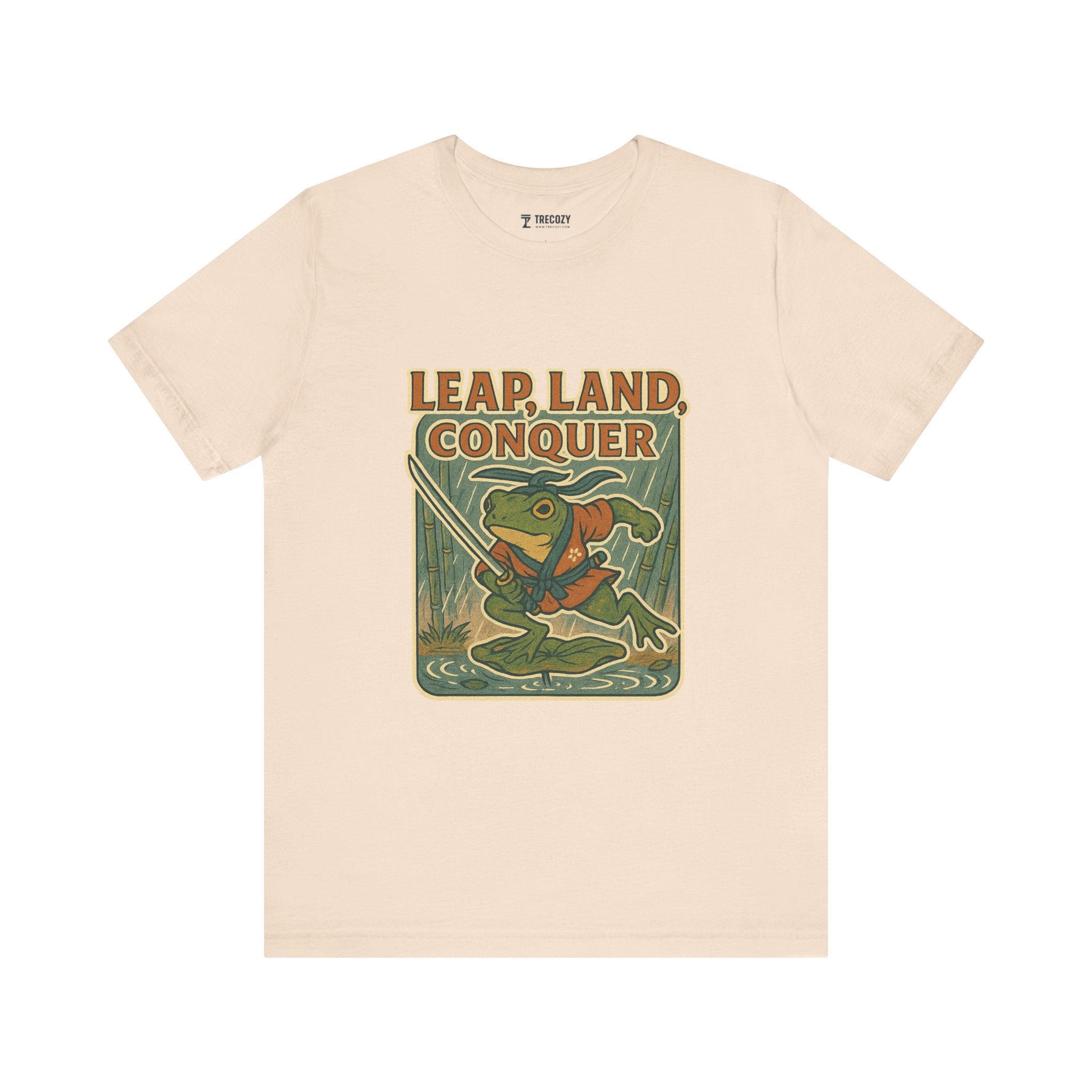 Leap, Land, Conquer – Japanese Ukiyo-e Warrior Frog T-Shirt, Funny Graphic Art Tee