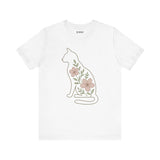 Floral Cat Tee, Cozy Cat Lover Shirt, Gift for Pet Owners, Cute Animal Top, Nature Inspired Fashion