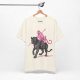 Warrior Monkey & Panther – Bold Tribal-Inspired T-Shirt, Fierce Jungle Duo Graphic Tee, Bold Animal Print Shirt
