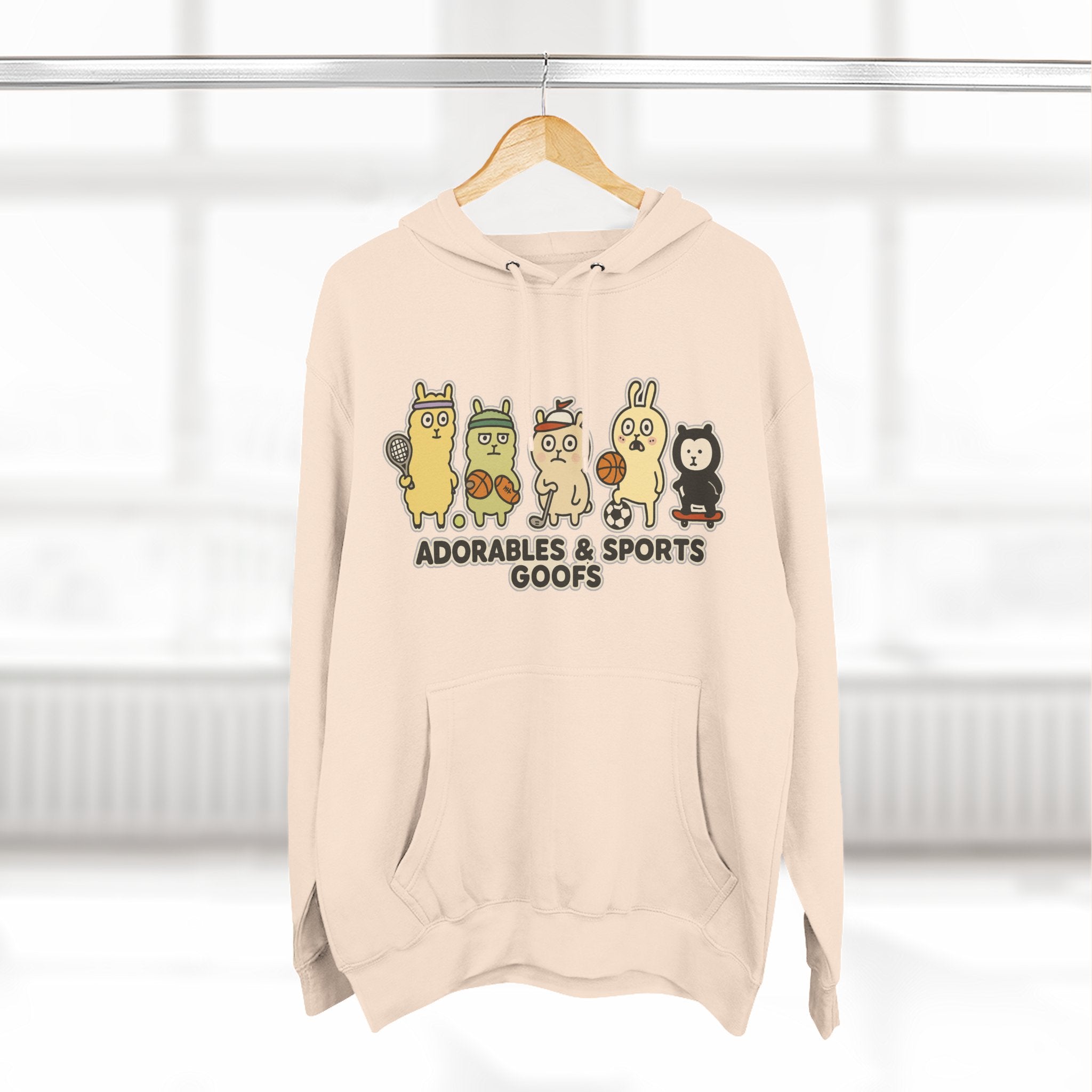 Adorable Characters Fleece Hoodie, Cozy Sweatshirt, Relaxed Apparel, Gift for Friends, Casual Wear, Chill Hoodie