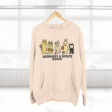 Adorable Characters Fleece Hoodie, Cozy Sweatshirt, Relaxed Apparel, Gift for Friends, Casual Wear, Chill Hoodie