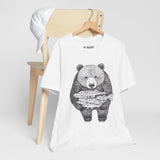 Bear with Fish Catch – Hand-Drawn Wildlife T-Shirt, Rustic Nature Graphic Tee, Artisan Wildlife Graphic Tee