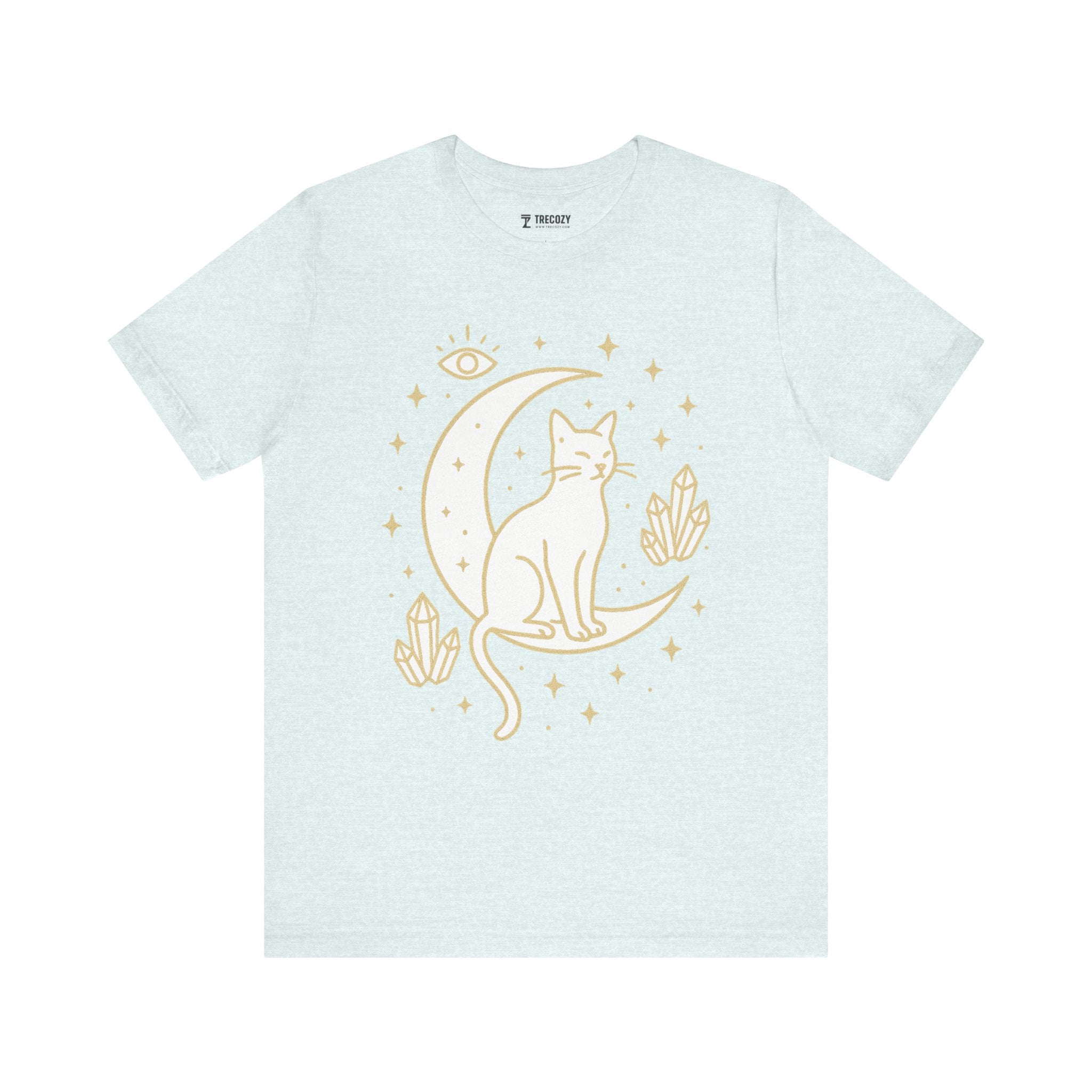 Cat with Crystals Tee, Cozy Cat Lover Shirt, Gift for Pet Owners, Trending Cute Animal Top, Cute Cat Tee