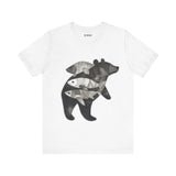 Bear & Fish – Nature T-Shirt, Artisan Wildlife Graphic Tee, Bear Graphic T-Shirt, Wildlife Lover Shirt