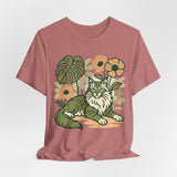 Cat with Plants Tee, Unisex Graphic Shirt, Pawsome Travel Shirt, Pet Lover Gift, Outdoor Adventure Apparel