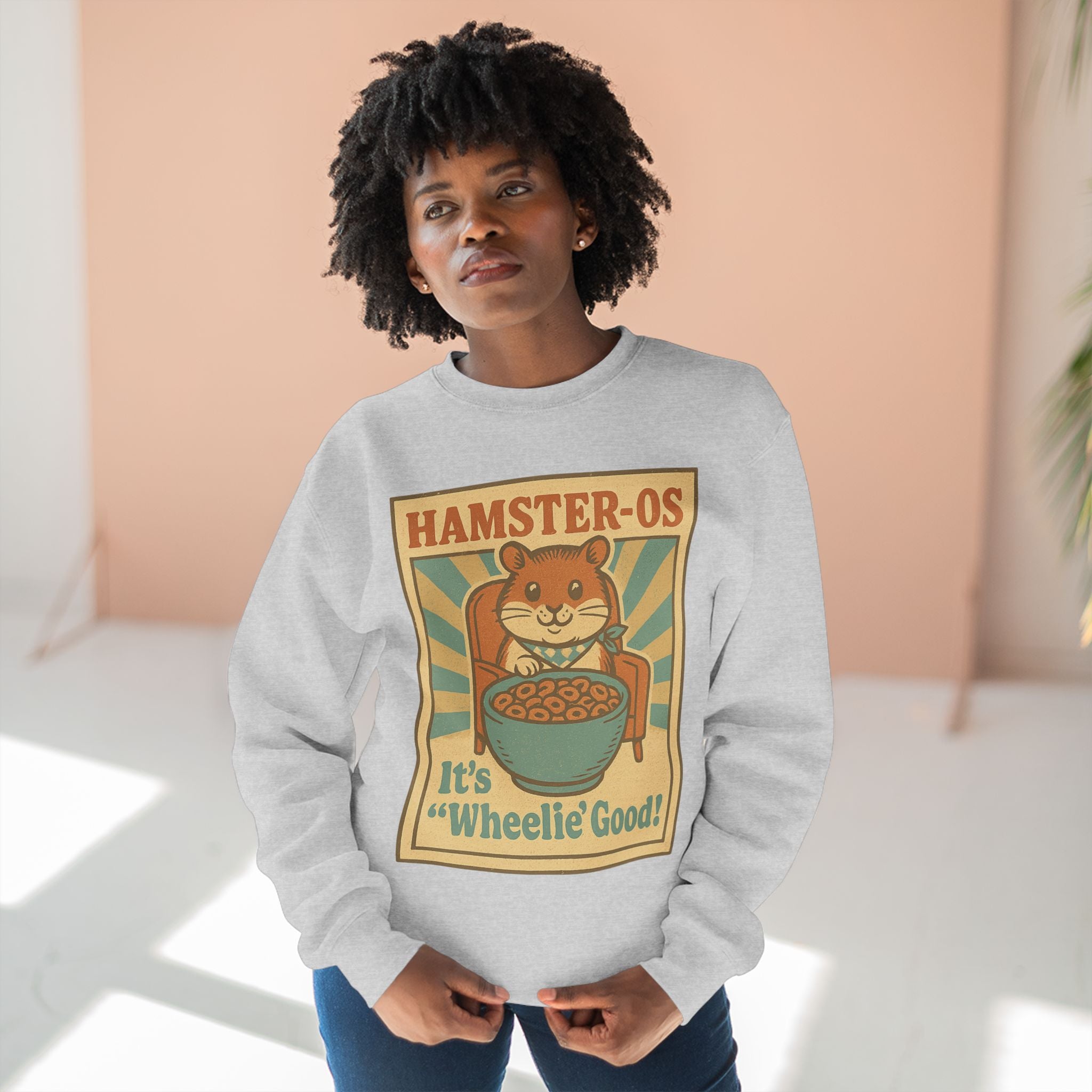 Cute Vintage Hamster Cereal Sweatshirt, Whimsical Crewneck, Unisex Gift, Cute Fall Fashion, Fun Graphic Pullover, Perfect for Animal Lovers