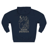 Night Prowler Signature Fleece Hoodie with Back Print - Pet Parent Gift, Cozy Cat Hoodies, Animal Lover Wardrobe, Comfortable Hooded Sweatshirt Musthaves