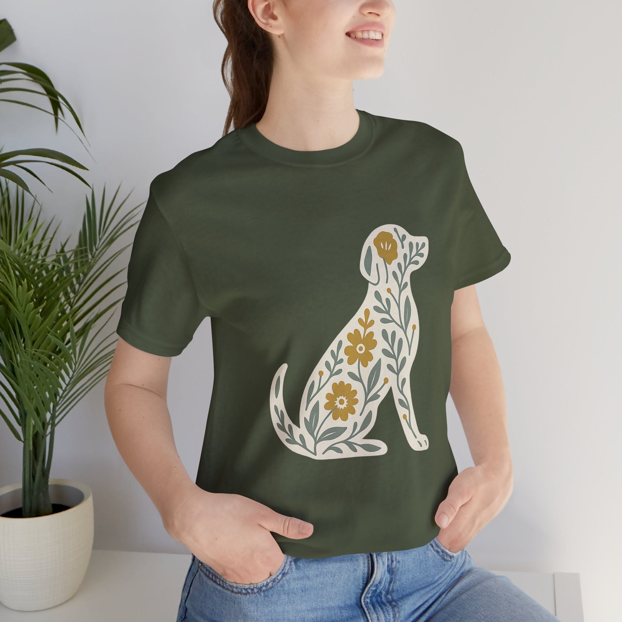 Floral Dog Lover Tee, Pet Shirt, Unisex Animal Tee, Gift for Dog Owners, Eco-Friendly Apparel