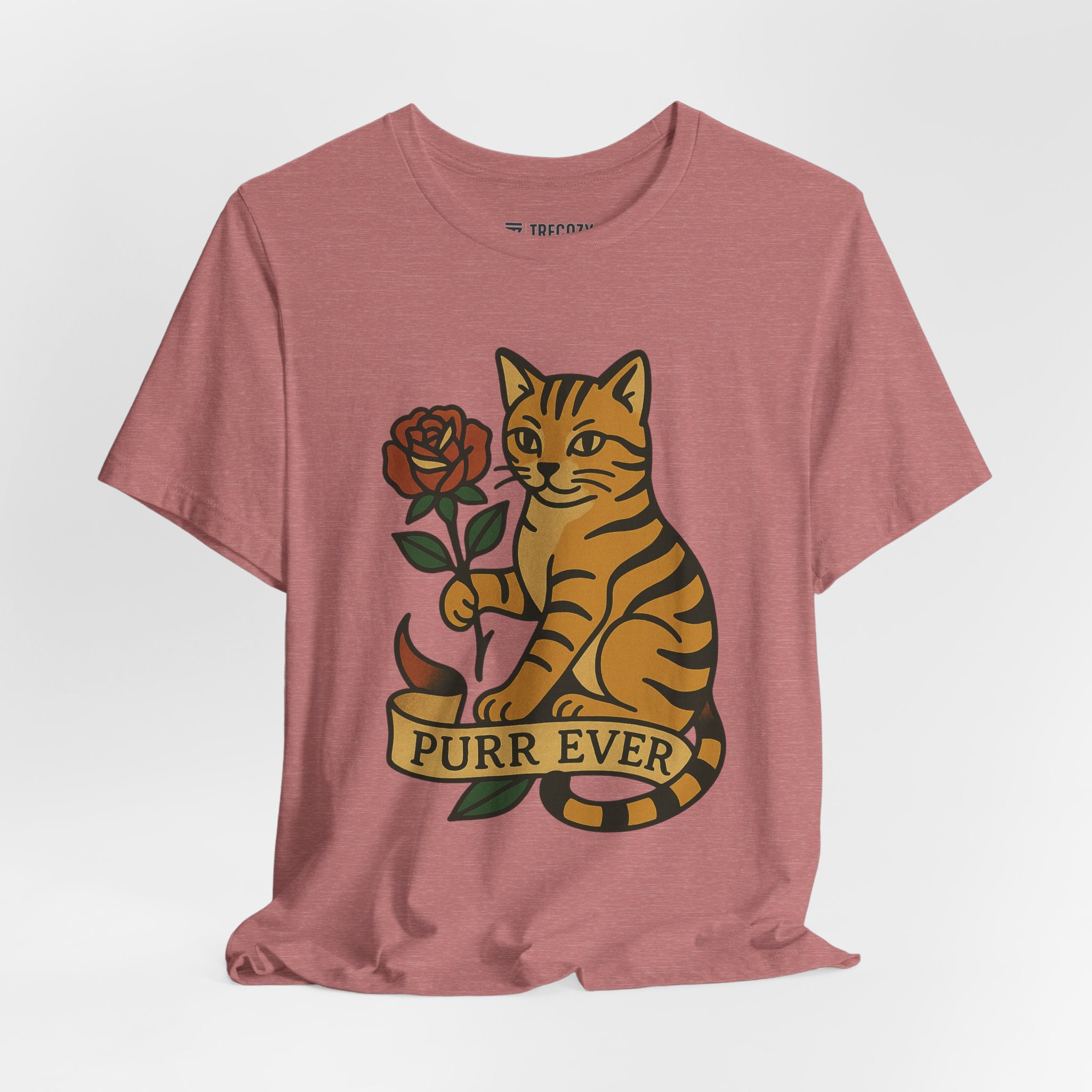 Purr Ever Cat Tee, Cozy Cat Lover Shirt, Gift for Pet Owners, Cute Animal Top, Cat with Flowers