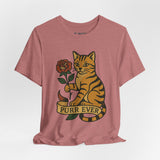 Purr Ever Cat Tee, Cozy Cat Lover Shirt, Gift for Pet Owners, Cute Animal Top, Cat with Flowers