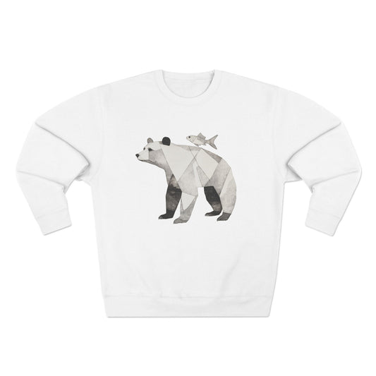 Geometric Bear Crewneck Sweatshirt, Cozy Sweatshirt, Nature Lover Gift, Animal Sweatshirt, Casual Wear, Unisex Fashion