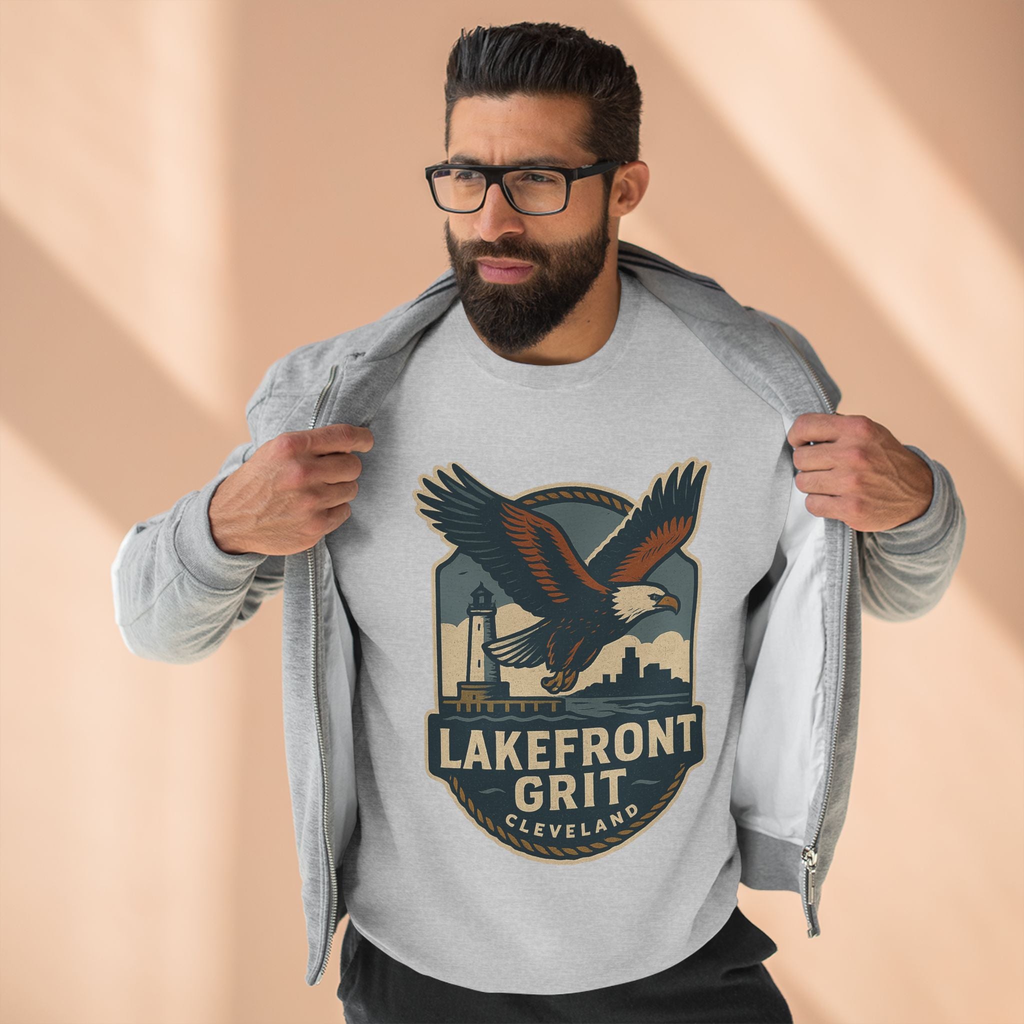 Cleveland Lakefront Grit Sweatshirt, Cozy Casual Wear for Nature Lovers, Perfect Gift for Fall, Unisex Crewneck