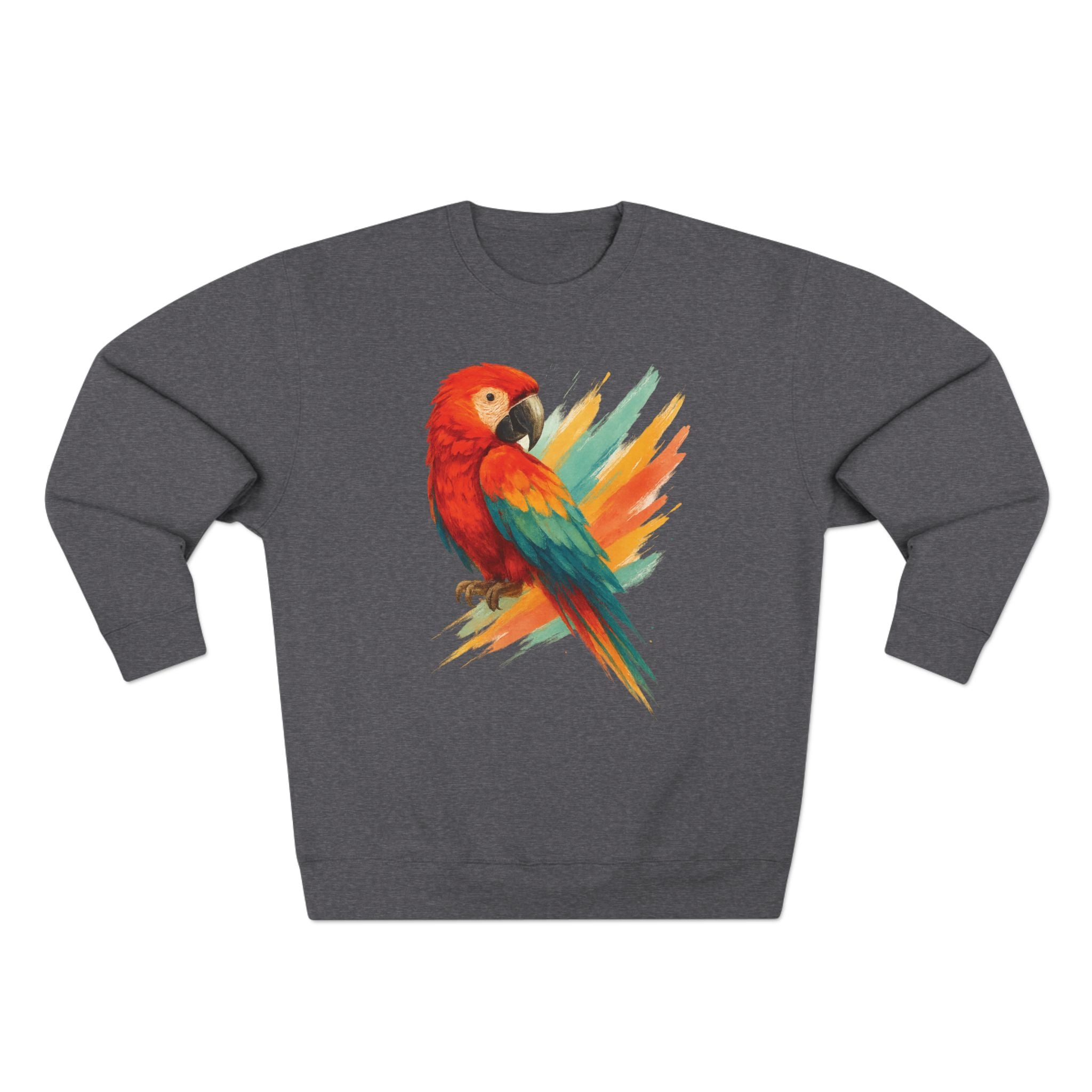 Colorful Parrot Unisex Crewneck Sweatshirt with Back Print, Gift for Bird Lovers, Cute Casual Wear, Artsy Vibe, Ideal for Cozy Days, Birthday Gift