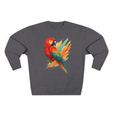 Colorful Parrot Unisex Crewneck Sweatshirt with Back Print, Gift for Bird Lovers, Cute Casual Wear, Artsy Vibe, Ideal for Cozy Days, Birthday Gift