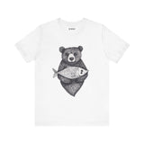 Bear with Fish – Woodland Animal T-Shirt, Nature-Inspired Graphic Tee