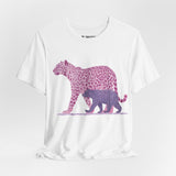 Leopard & Bear Duo – Artistic Wildlife T-Shirt, Bold Pink & Purple Animal Graphic Tee, Nature-Inspired Graphic Tee