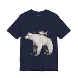 Geometric Bear & Fish – Hand-Drawn Abstract Wildlife T-Shirt, Modern Nature Graphic Tee, Wildlife Graphic Tee