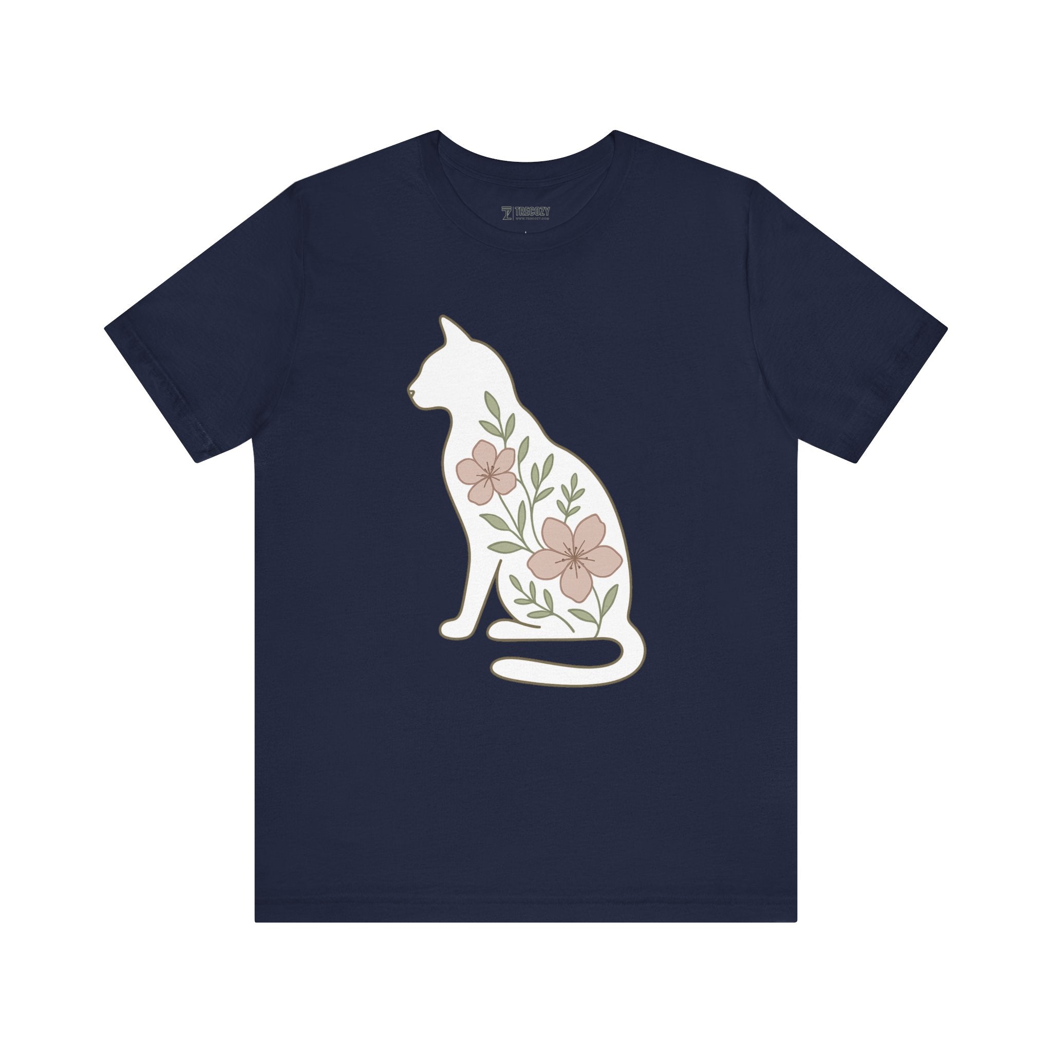 Floral Cat Tee, Cozy Cat Lover Shirt, Gift for Pet Owners, Cute Animal Top, Nature Inspired Fashion