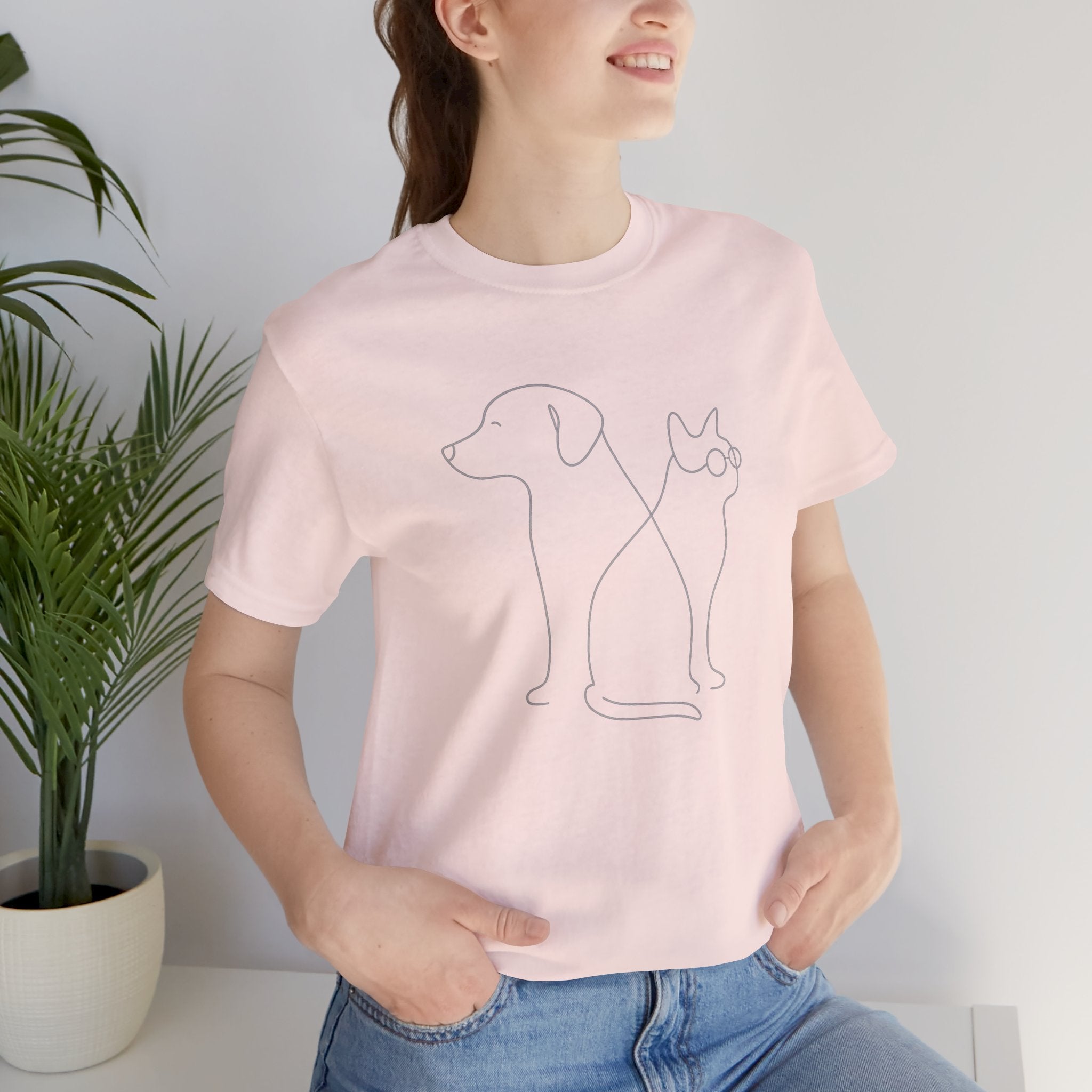 Cute Pet Outline Unisex Tee, Dog Lover Gift, Cat Mom Shirt, Animal Lover Apparel, Everyday Casual Wear, Animal Adoption Awareness