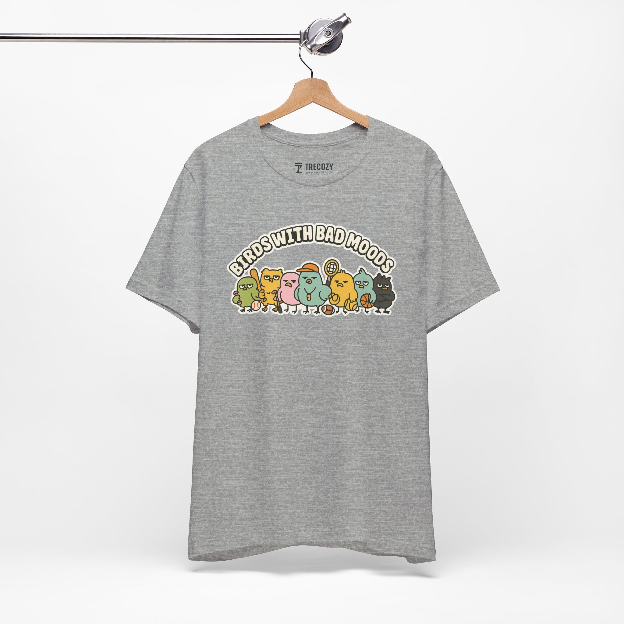 Birds with Bad Moods – Funny Angry Sports Bird T-Shirt, Quirky Cartoon Graphic Tee