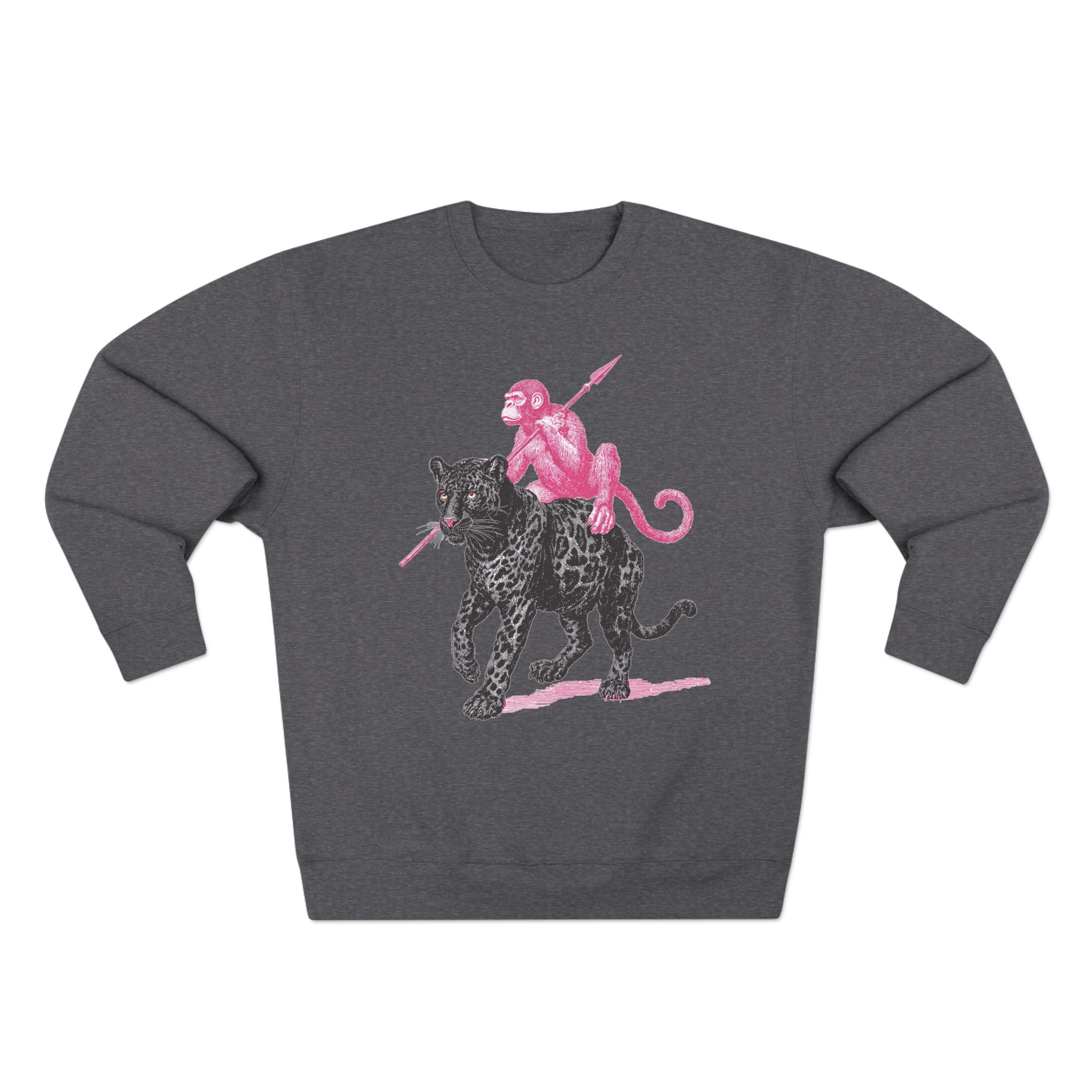 Leopard and Monkey Crewneck Sweatshirt, Cozy Sweatshirt, Nature Lover Gift, Animal Sweatshirt, Casual Wear, Unisex Fashion