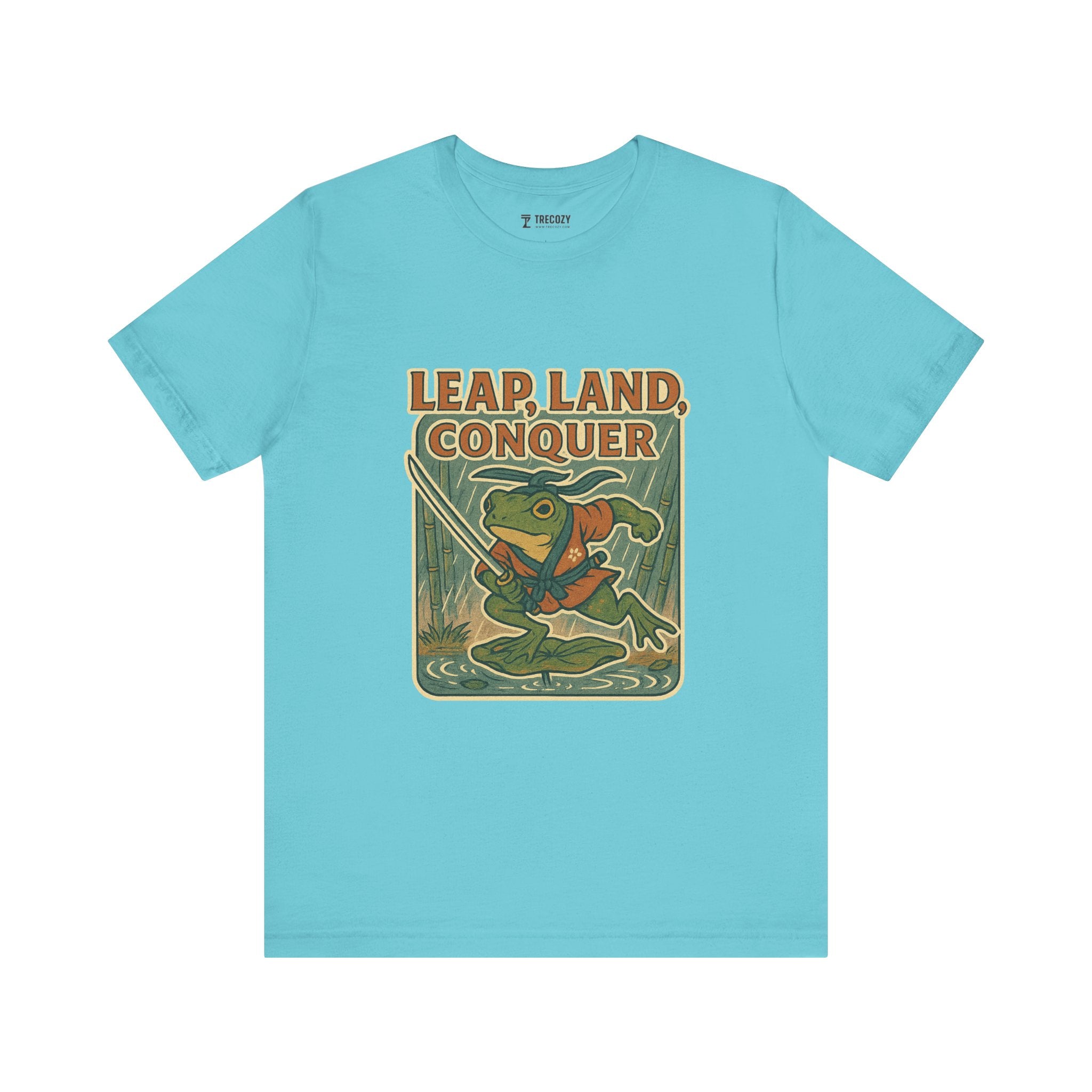Leap, Land, Conquer – Japanese Ukiyo-e Warrior Frog T-Shirt, Funny Graphic Art Tee