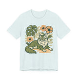 Cat with Plants Tee, Unisex Graphic Shirt, Pawsome Travel Shirt, Pet Lover Gift, Outdoor Adventure Apparel