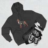 Geometric German Shepherd Signature Fleece Hoodie with Back Print - Pet Parent Gift, Cozy Dog Hoodies, Animal Lover Wardrobe, Comfortable Hooded Sweatshirt Musthaves