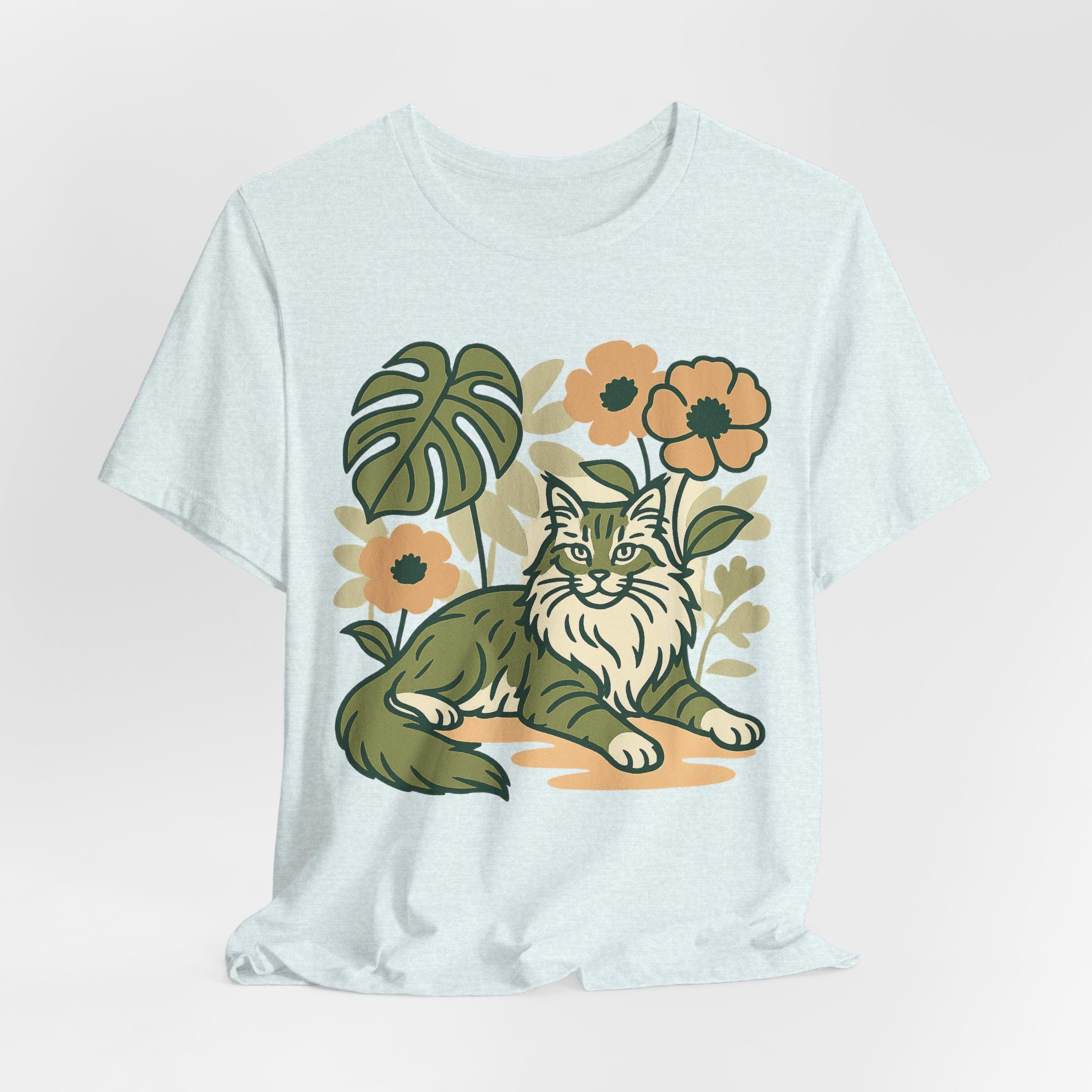 Cat with Plants Tee, Unisex Graphic Shirt, Pawsome Travel Shirt, Pet Lover Gift, Outdoor Adventure Apparel