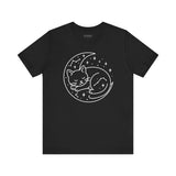 Cozy Cat Moon T-Shirt - Relaxed Tee for Cat Lovers, Perfect Gift for Birthdays, Holidays, or Casual Wear, Soft Cotton Top, Animal Lovers Tee