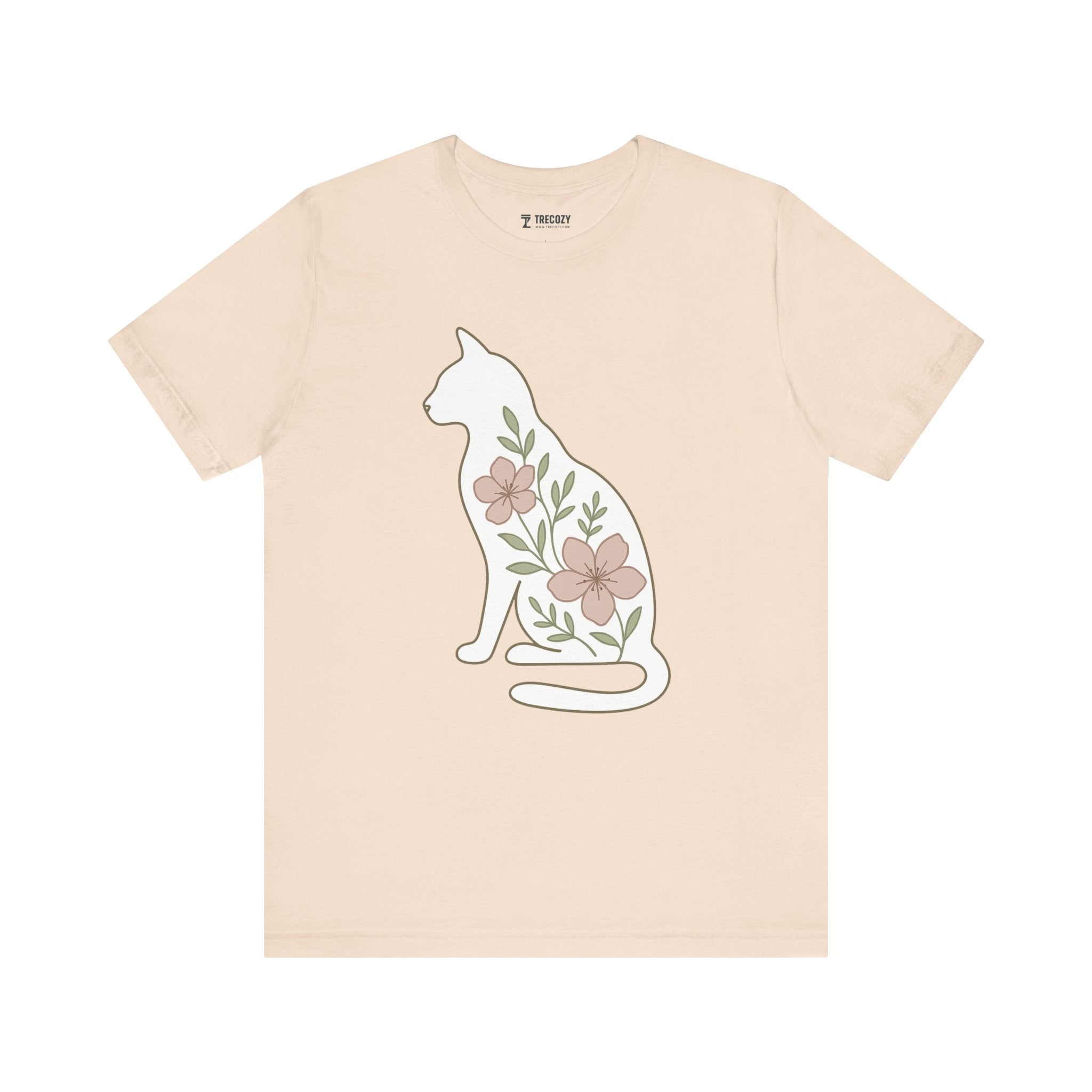 Floral Cat Tee, Cozy Cat Lover Shirt, Gift for Pet Owners, Cute Animal Top, Nature Inspired Fashion