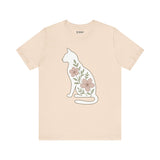 Floral Cat Tee, Cozy Cat Lover Shirt, Gift for Pet Owners, Cute Animal Top, Nature Inspired Fashion