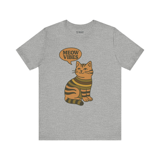 Meow Vibes Cat Tee, Cozy Cat Lover Shirt, Gift for Pet Owners, Trending Cute Animal Top, Nature Inspired Fashion