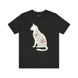 Floral Cat Tee, Cozy Cat Lover Shirt, Gift for Pet Owners, Cute Animal Top, Nature Inspired Fashion