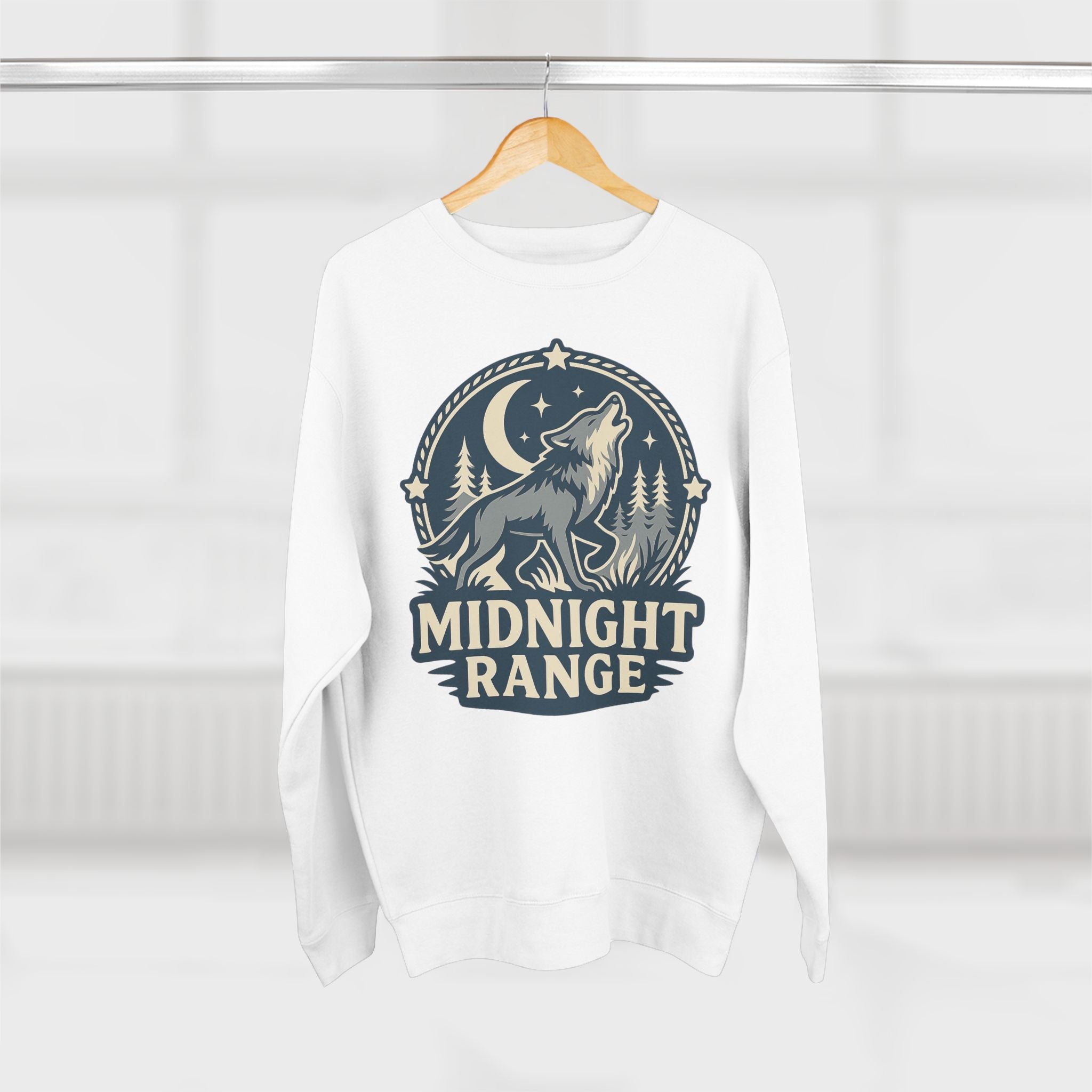 Midnight Range Wolf Sweatshirt | Cozy Unisex Crewneck | Perfect for Nature Lovers, Fall Adventures, and Bonfire Nights