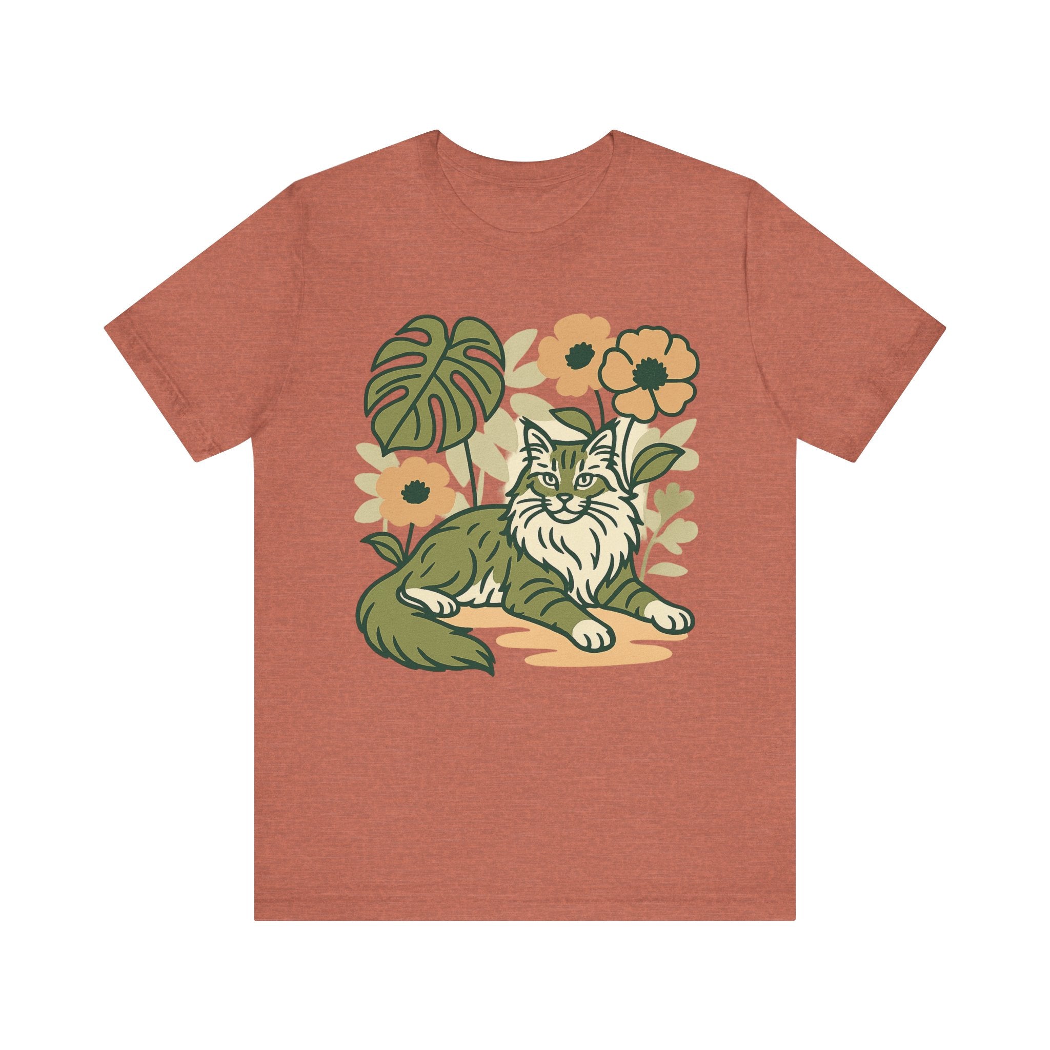 Cat with Plants Tee, Unisex Graphic Shirt, Pawsome Travel Shirt, Pet Lover Gift, Outdoor Adventure Apparel