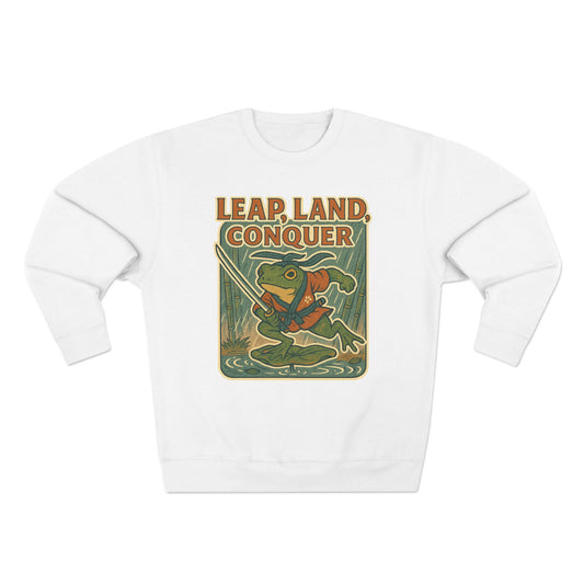 Ukiyo-e Whimsical Frog Adventure Sweatshirt | Leap Land Conquer Unisex Crewneck | Perfect for Nature Lovers, Gift for Friends, Cozy Casual Wear