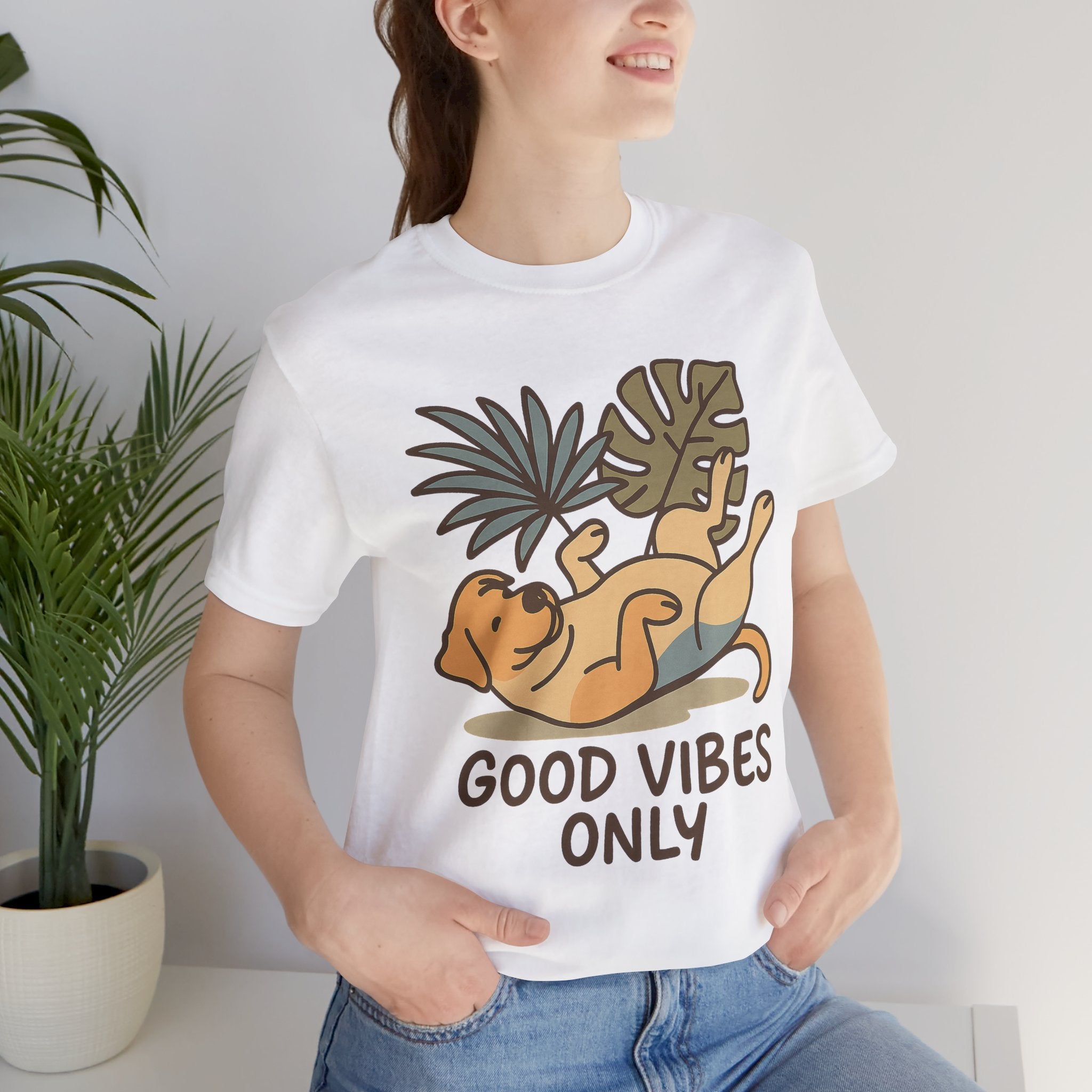 Good Vibes Only Dog Tee, Cozy TShirt, Gift for Pet Owners, Trending Cute Animal Top, Cute Dog Tshirt