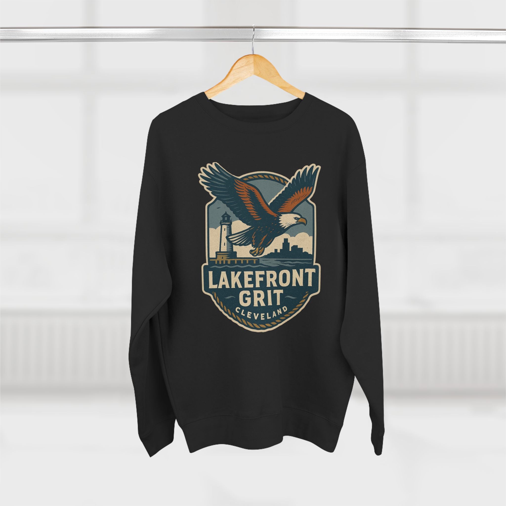 Cleveland Lakefront Grit Sweatshirt, Cozy Casual Wear for Nature Lovers, Perfect Gift for Fall, Unisex Crewneck