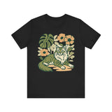 Cat with Plants Tee, Unisex Graphic Shirt, Pawsome Travel Shirt, Pet Lover Gift, Outdoor Adventure Apparel