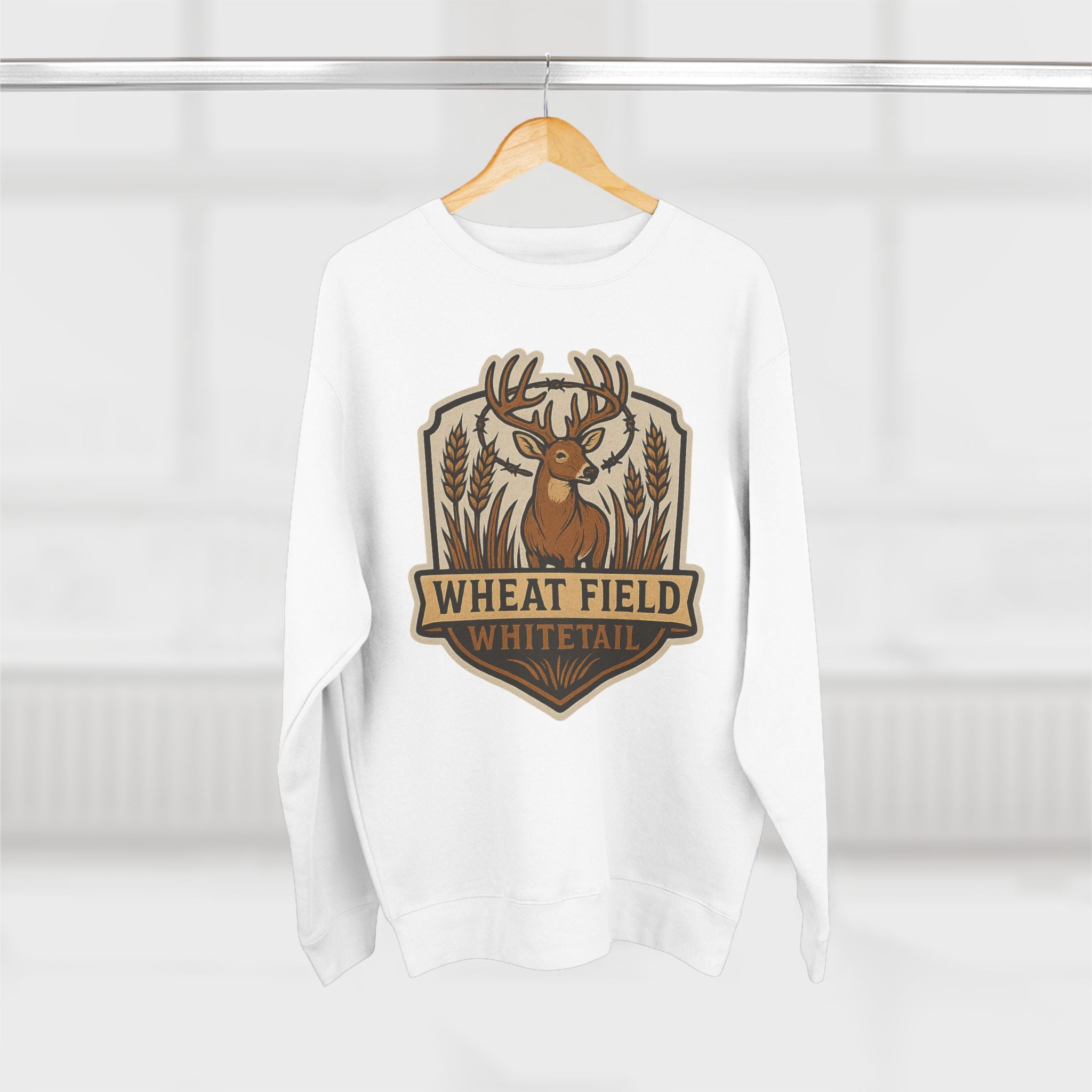 Wheat Field Whitetail Deer Sweatshirt - Unisex Cozy  Crewneck, Fall Fashion, Nature Lover Apparel, Casual Style