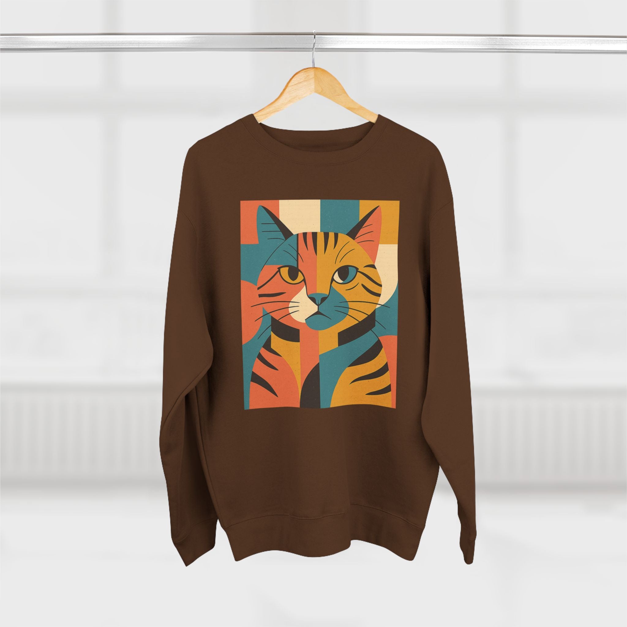 Colorful Cat Unisex Crewneck Sweatshirt, Cat Lover Gift, Cozy Sweater for Pet Owners, Cute Animal Apparel, Perfect for Birthdays, Holidays