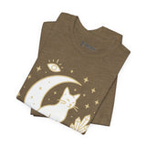 Cat with Crystals Tee, Cozy Cat Lover Shirt, Gift for Pet Owners, Trending Cute Animal Top, Cute Cat Tee