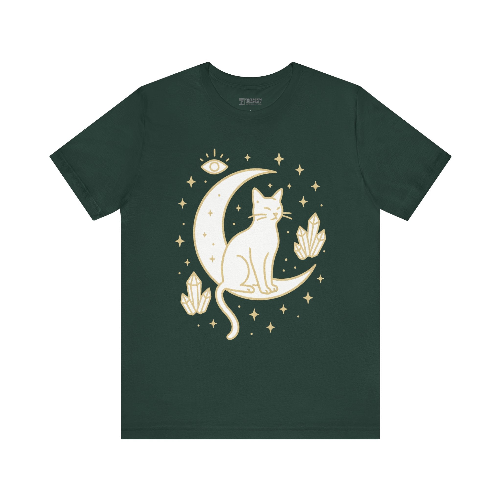 Cat with Crystals Tee, Cozy Cat Lover Shirt, Gift for Pet Owners, Trending Cute Animal Top, Cute Cat Tee