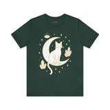 Cat with Crystals Tee, Cozy Cat Lover Shirt, Gift for Pet Owners, Trending Cute Animal Top, Cute Cat Tee