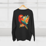 Colorful Parrot Unisex Crewneck Sweatshirt with Back Print, Gift for Bird Lovers, Cute Casual Wear, Artsy Vibe, Ideal for Cozy Days, Birthday Gift