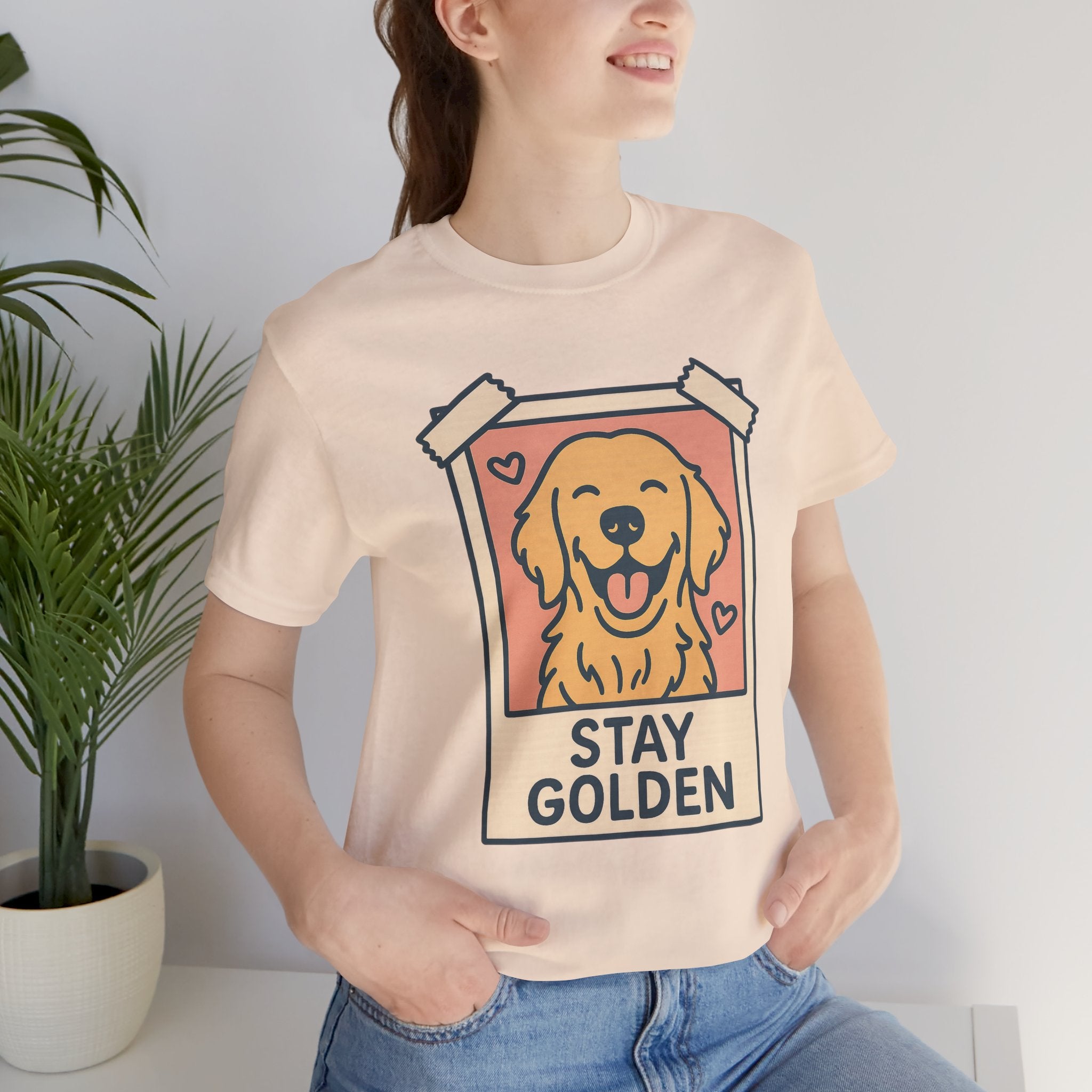 Stay Golden Dog Tee, Cozy TShirt, Gift for Pet Owners, Trending Cute Animal Top, Cute Dog Tshirt